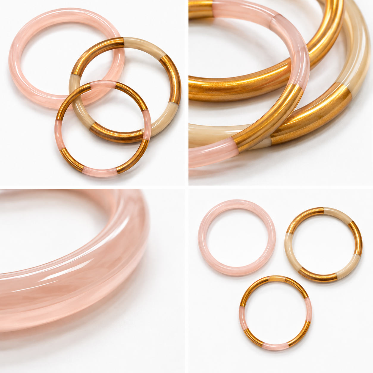 Lot 3 Bracelets Jonc Résine Rose Doré - ModeAccess