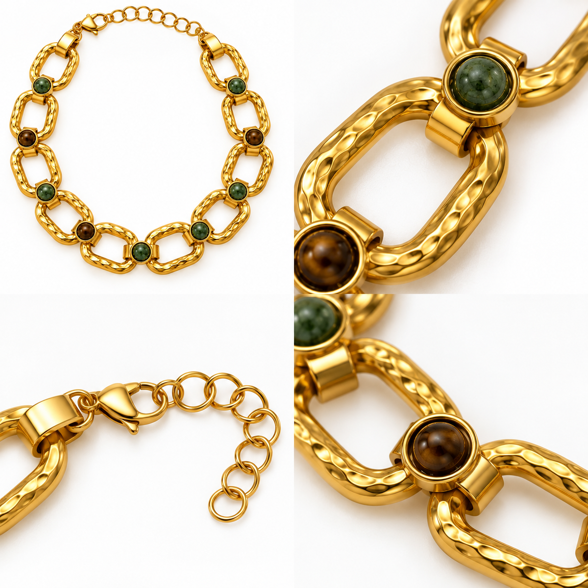 Collier Maillons Dorés Pierres Naturelles - ModeAccess