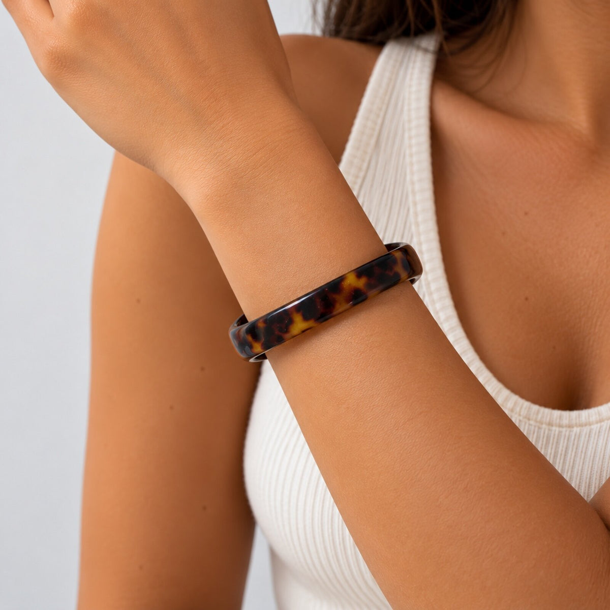 Bracelet Jonc Fin Résine Écaille