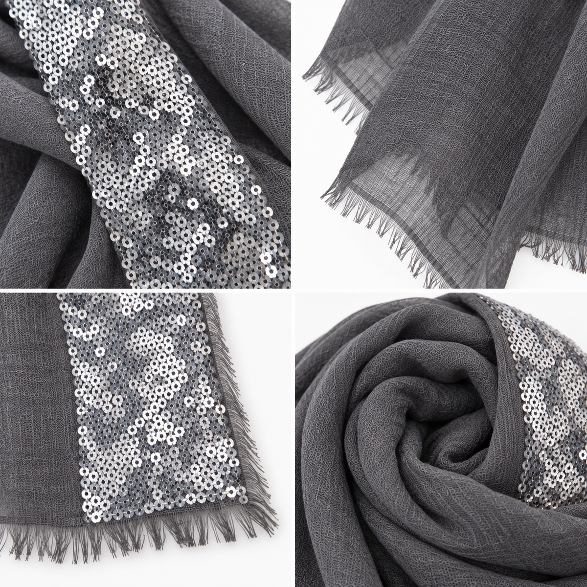 Foulard Séquins Gris Anthracite - ModeAccess