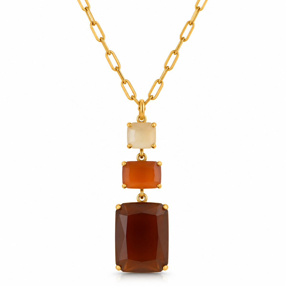 Collier Pendentif Triple Rectangle Facetté - ModeAccess