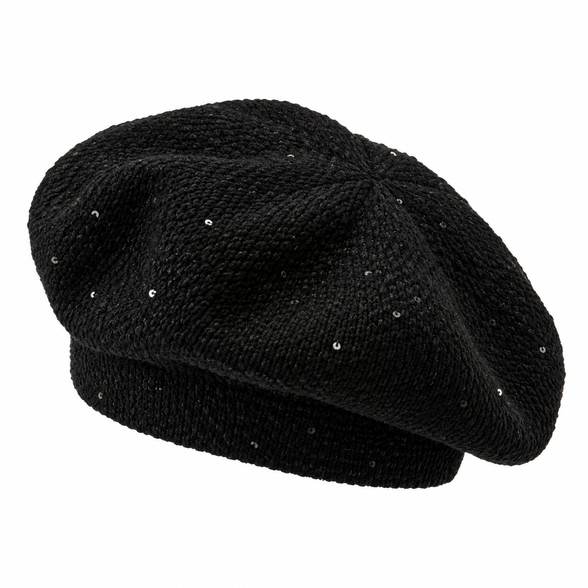 Béret Tricoté Sequins Noir - ModeAccess