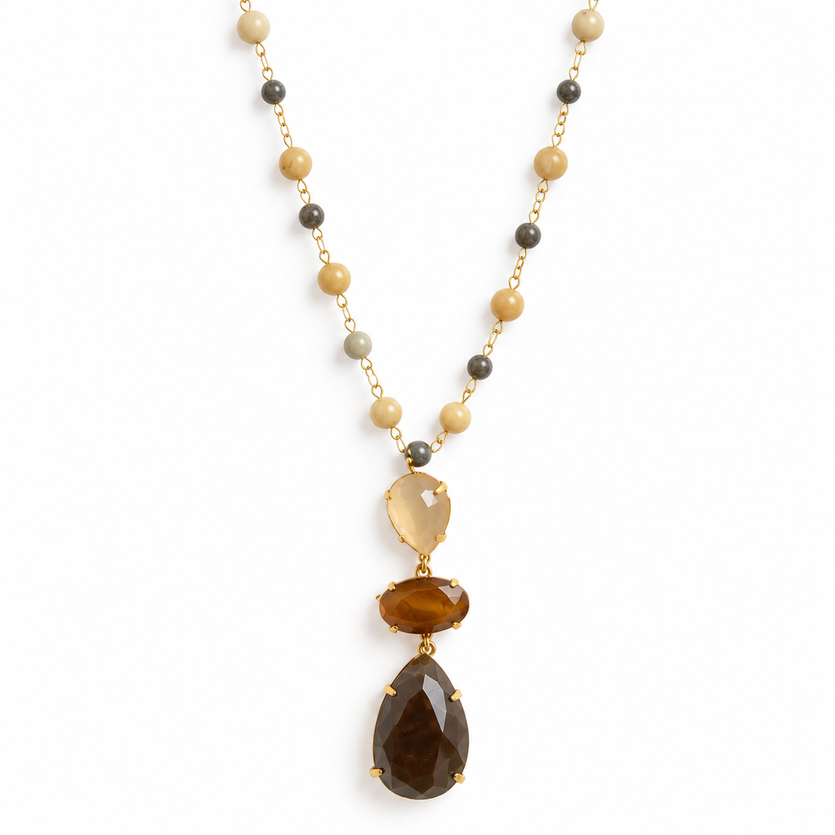 Collier Sautoir Perles Trio Gouttes Facettées - ModeAccess