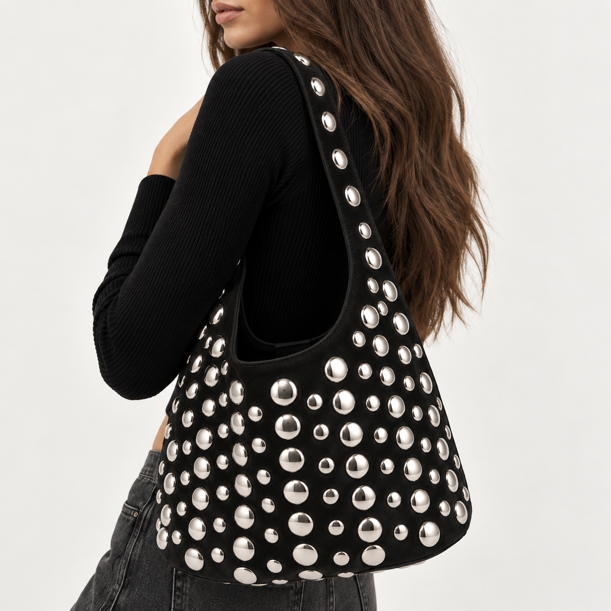 Sac Hobo Clous Métalliques Noir - ModeAccess