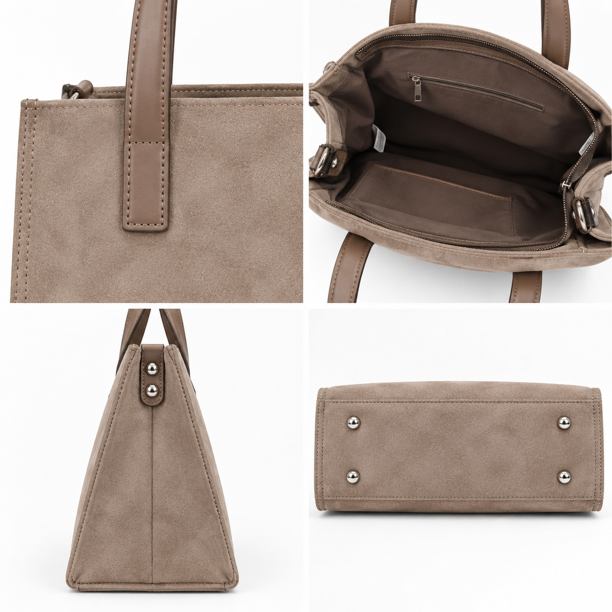 Sac Cabas Taupe Détail - ModeAccess