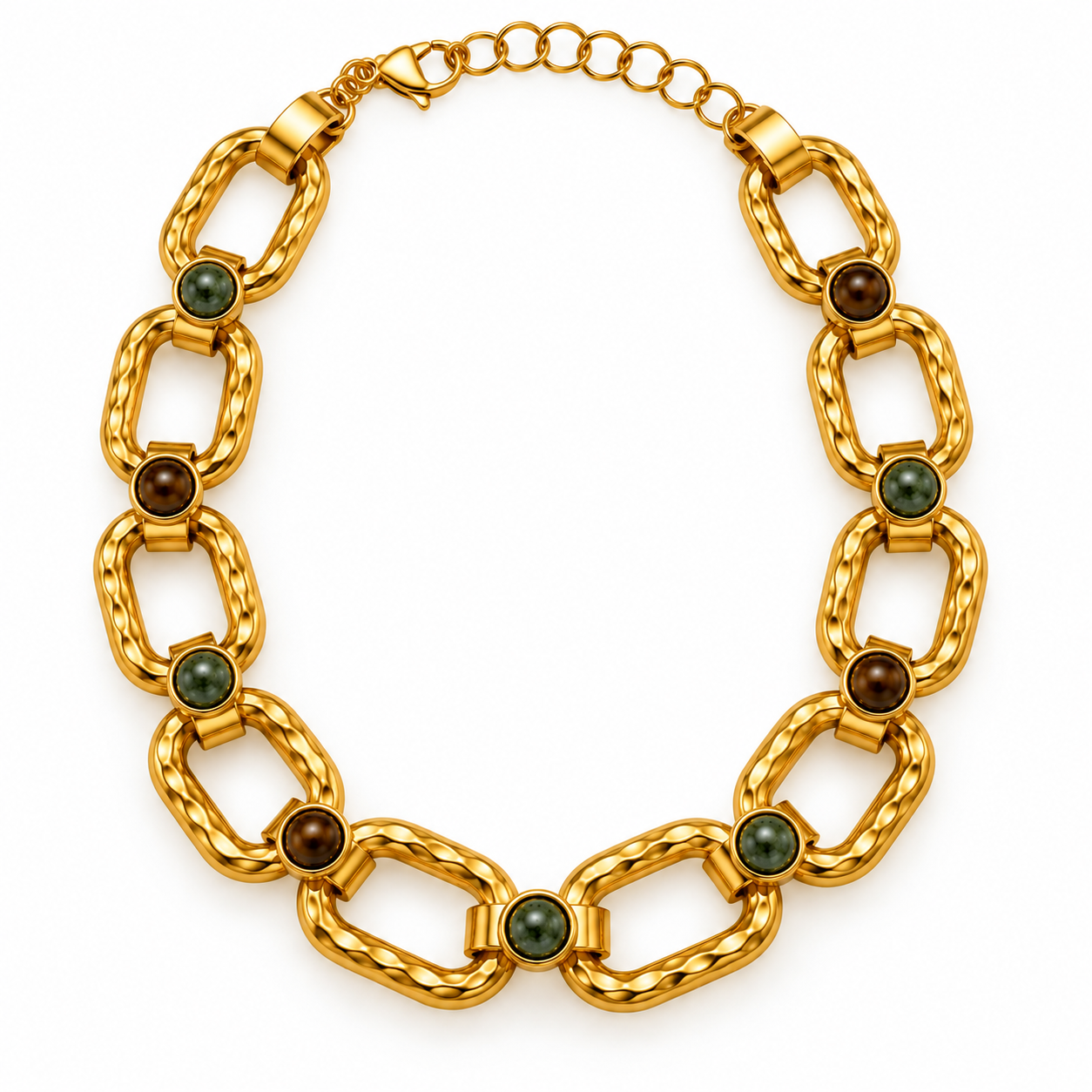 Collier Maillons Dorés Pierres Naturelles - ModeAccess