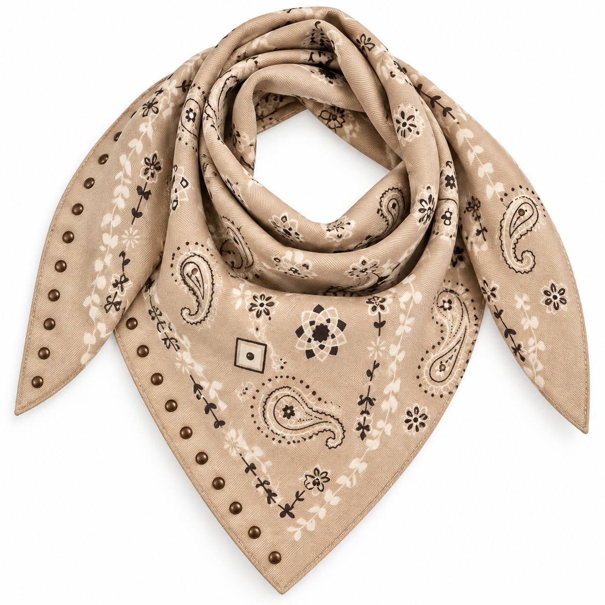 Foulard Carré Paisley Clous 90x90 Bordeaux - ModeAccess