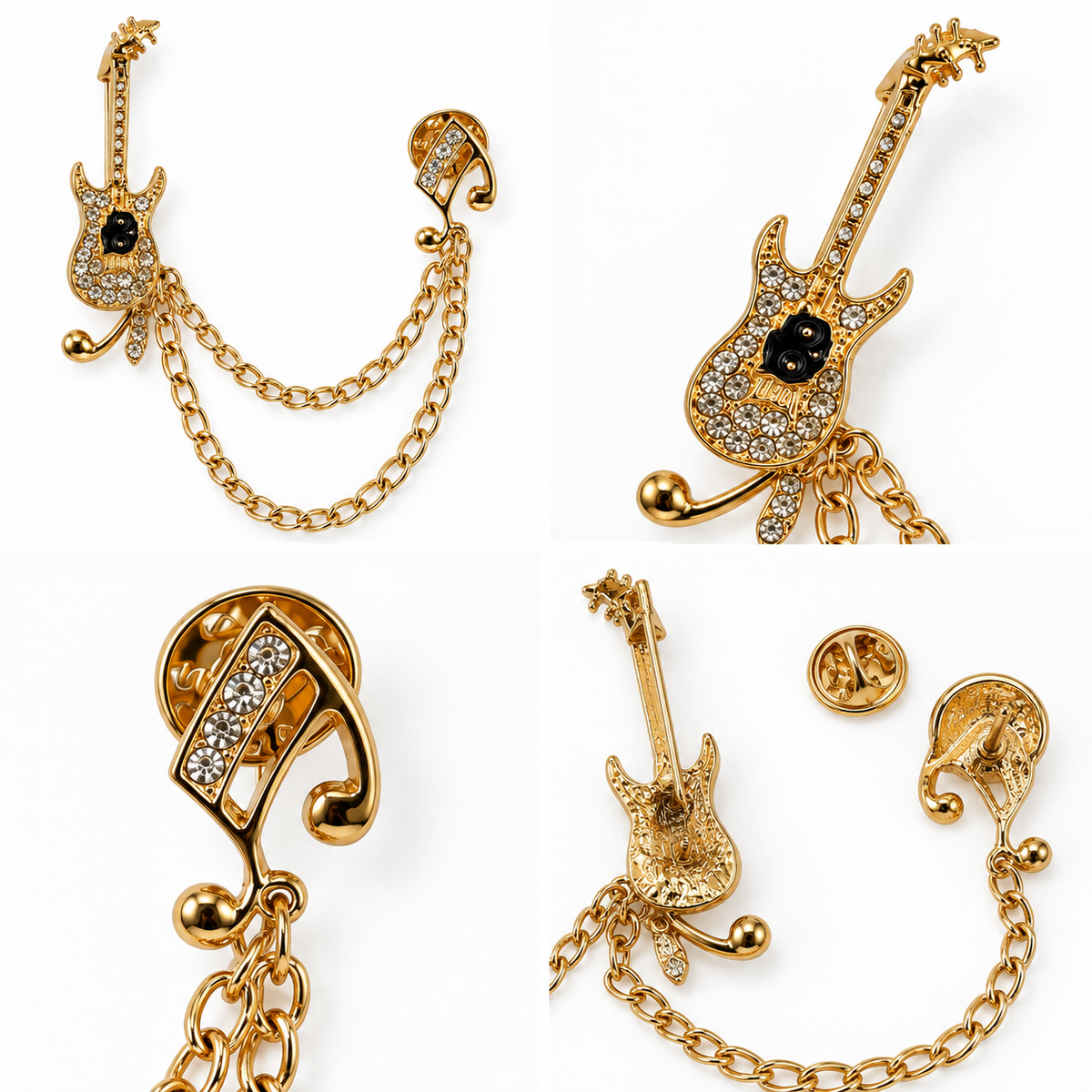Broche Guitare Chaîne Dorée - ModeAccess