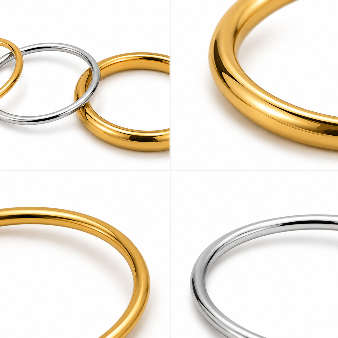 Lot de 3 Bracelets Lisses Acier Inoxydable - ModeAccess