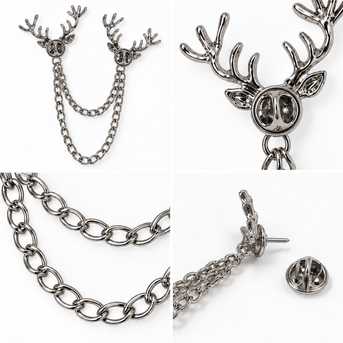 Broche Double Cerf Chaîne - ModeAccess
