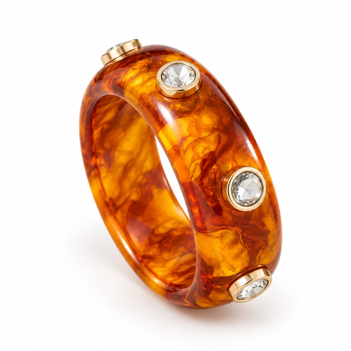 Bracelet Jonc Résine Cabochons Strass