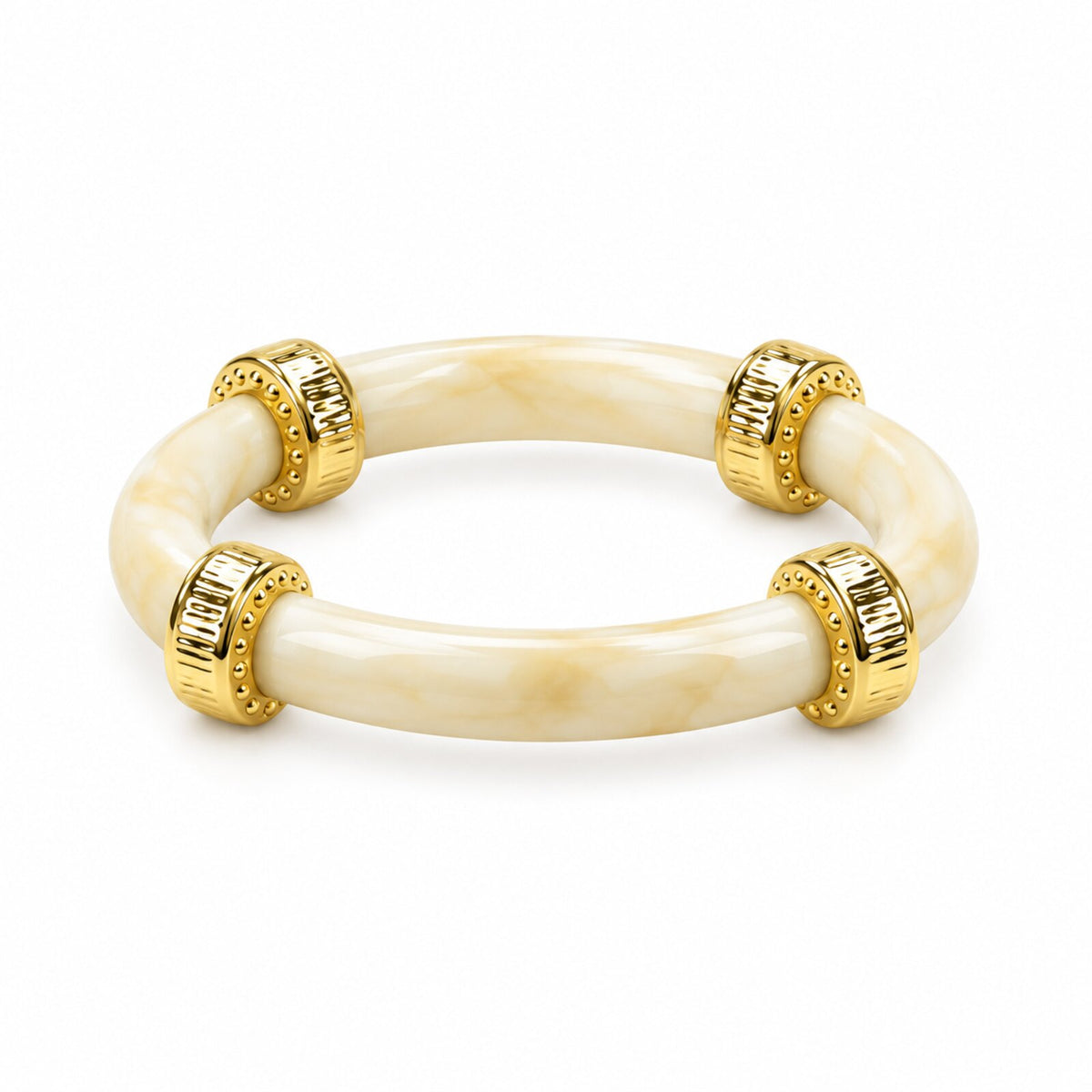 Bracelet Élastique Résine Crème et Doré