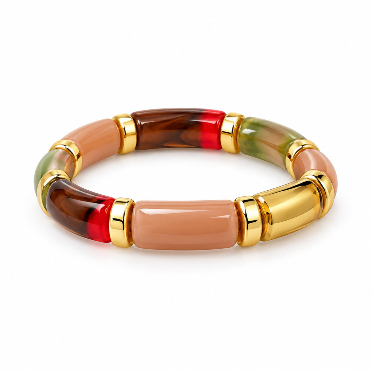 Bracelet Élastique Résine Multicolore