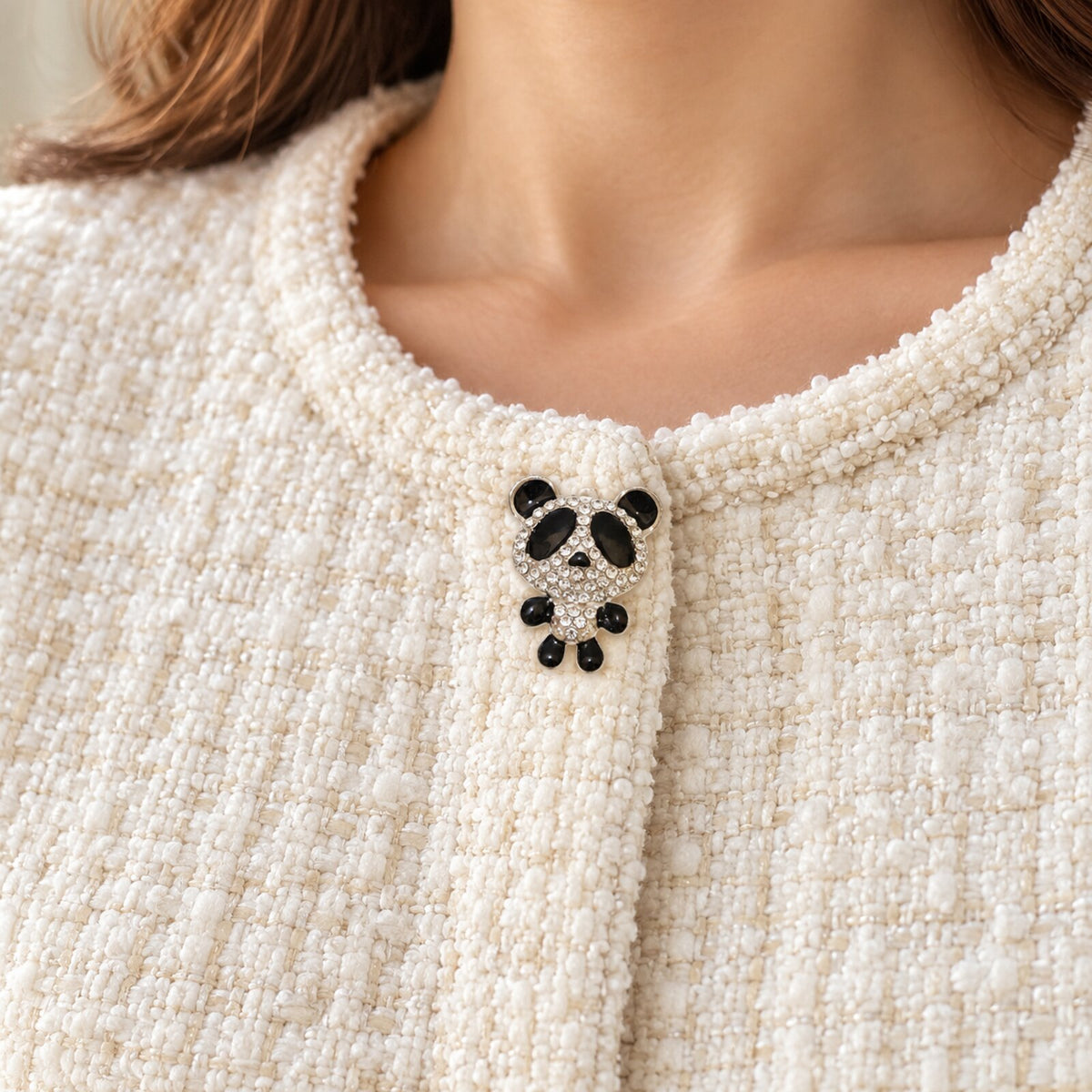 Cache-Bouton Panda Strass