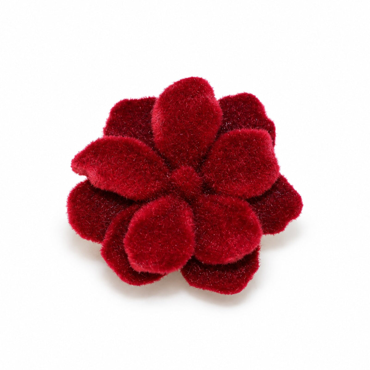 Cache-Bouton Fleur Velours Bordeaux