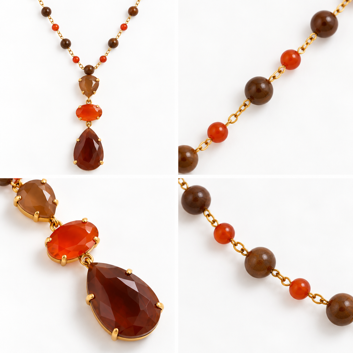 Collier Sautoir Perles Trio Gouttes Facettées - ModeAccess