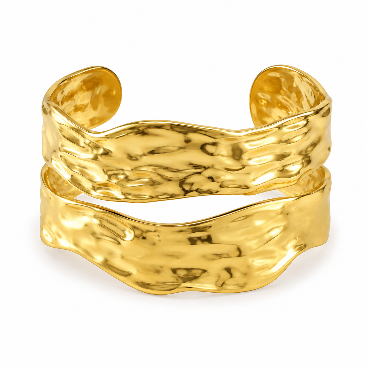 Bracelet Manchette Double Rang Texturé Doré - ModeAccess