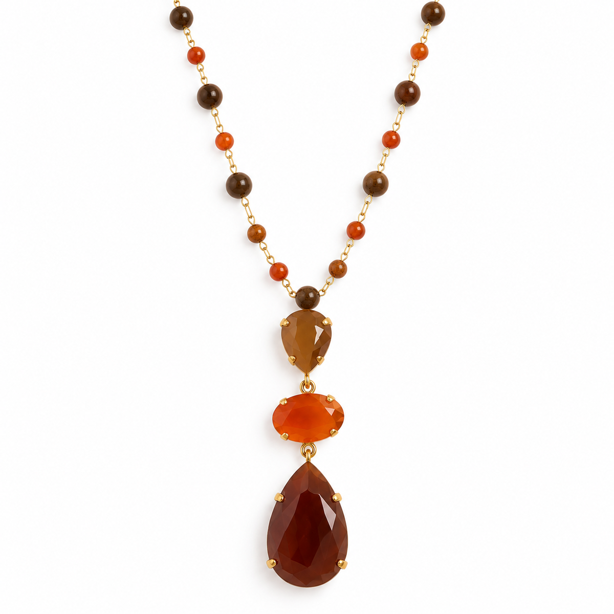 Collier Sautoir Perles Trio Gouttes Facettées - ModeAccess