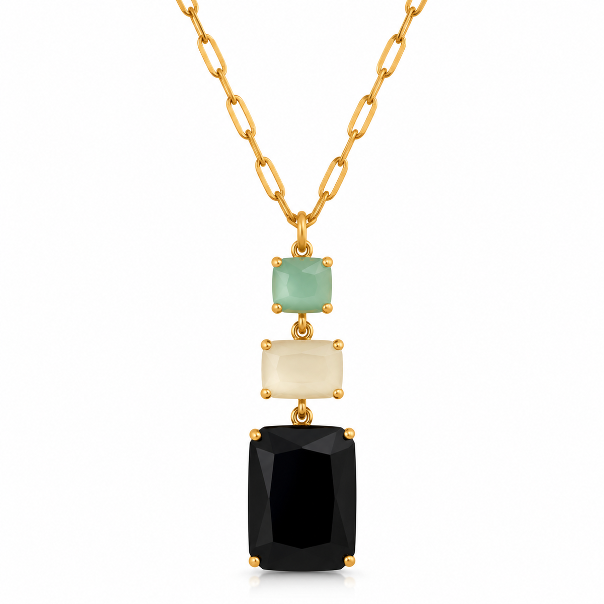 Collier Pendentif Triple Rectangle Facetté - ModeAccess
