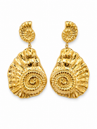 Boucles d'Oreilles Ammonite Coquillage Doré Pendantes - ModeAccess