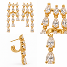 Boucles d'Oreilles Cascade Zircons Dorées - ModeAccess