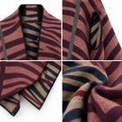Poncho Réversible Rayures Zébrées Face Prune Détails - ModeAccess