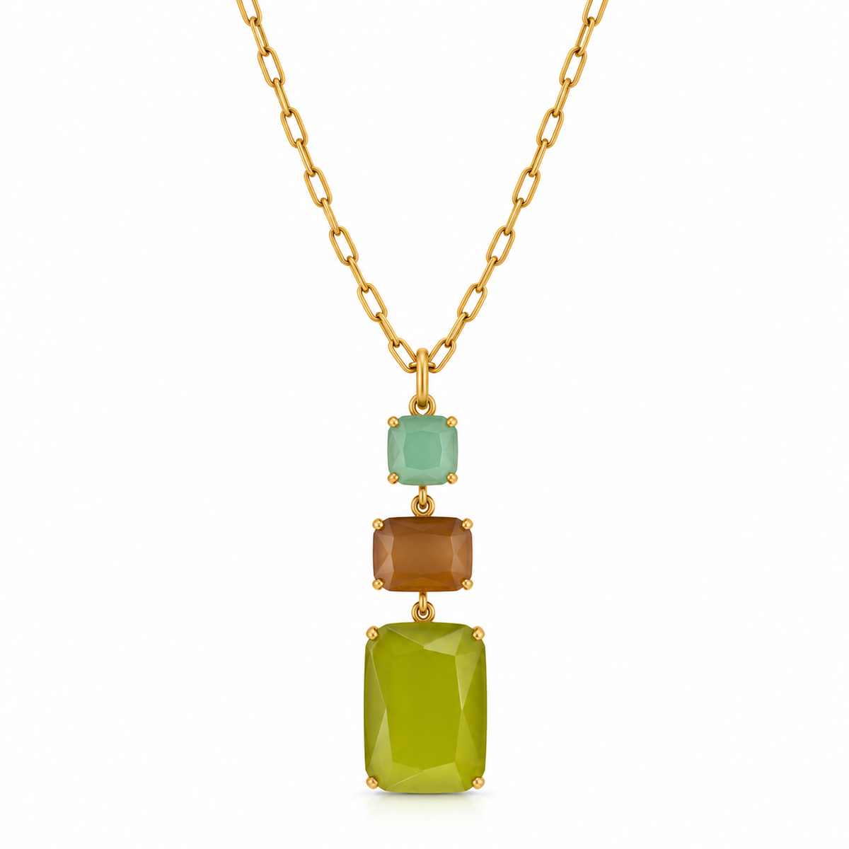Collier Pendentif Triple Rectangle Facetté - ModeAccess