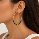 Boucles d'Oreilles Créoles Émail Vert Doré - ModeAccess