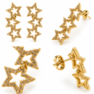 Boucles d'Oreilles Triple Étoiles Dorées - ModeAccess
