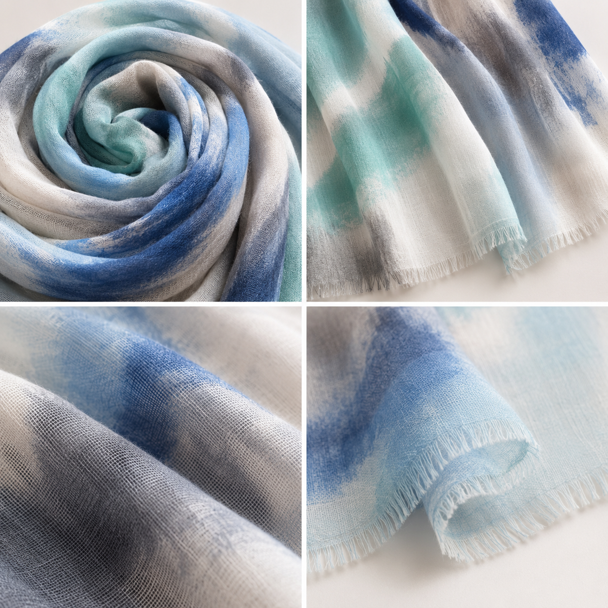 Foulard Tie-Dye Bleu Turquoise Détail Matière - ModeAccess