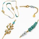 Sautoir Corail Doré Pierres Turquoise - ModeAccess