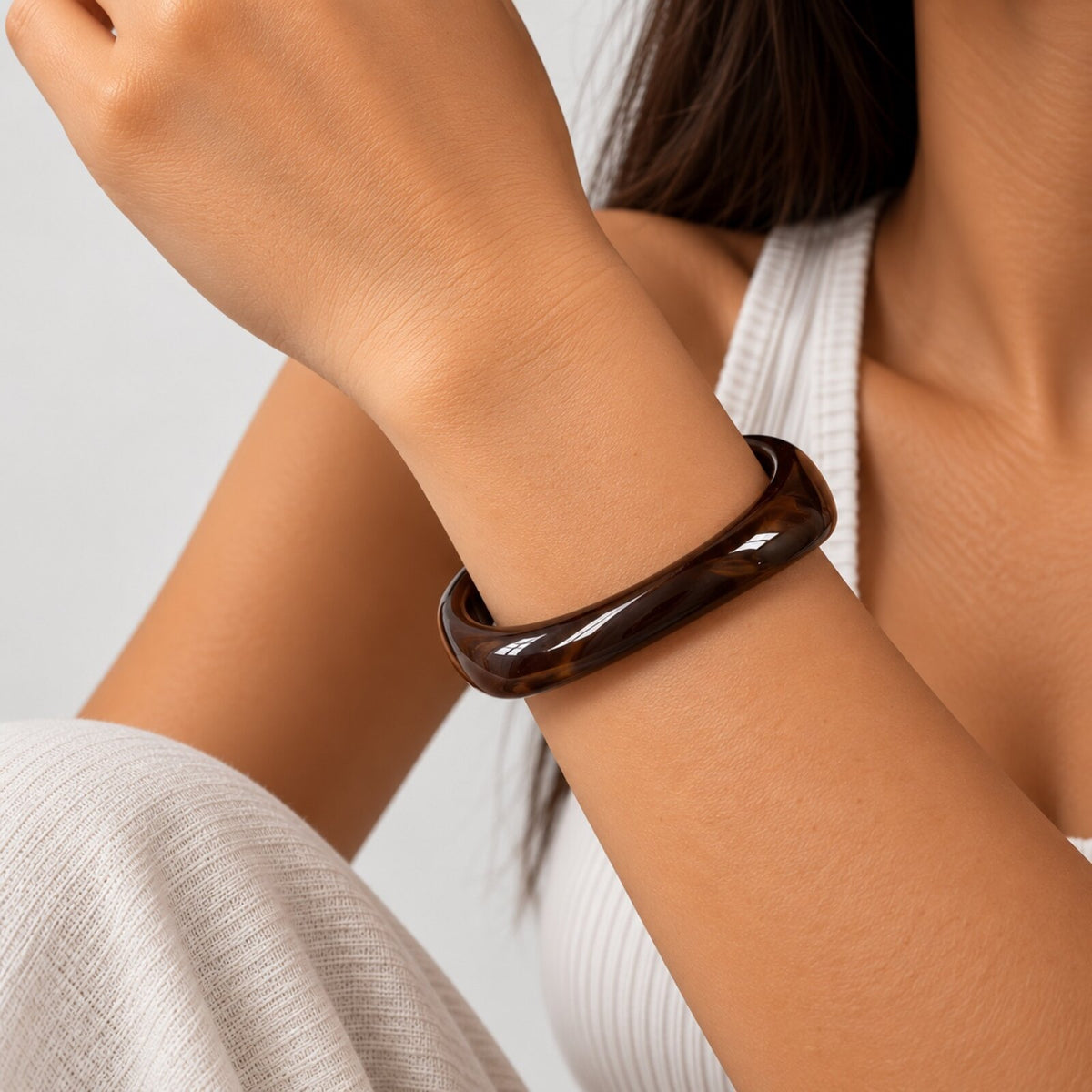 Bracelet Jonc Fin Résine Marbrée