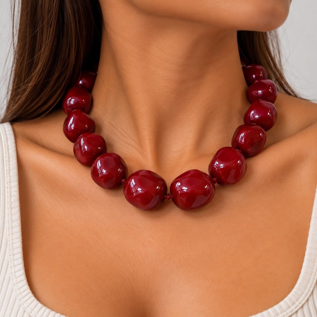 Collier Grosses Perles Résine
