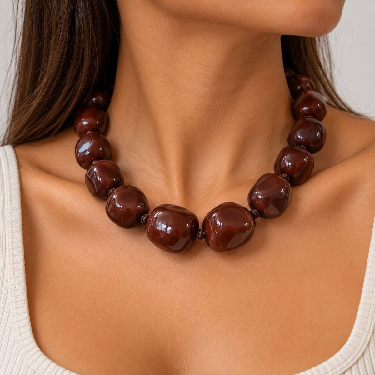 Collier Grosses Perles Résine