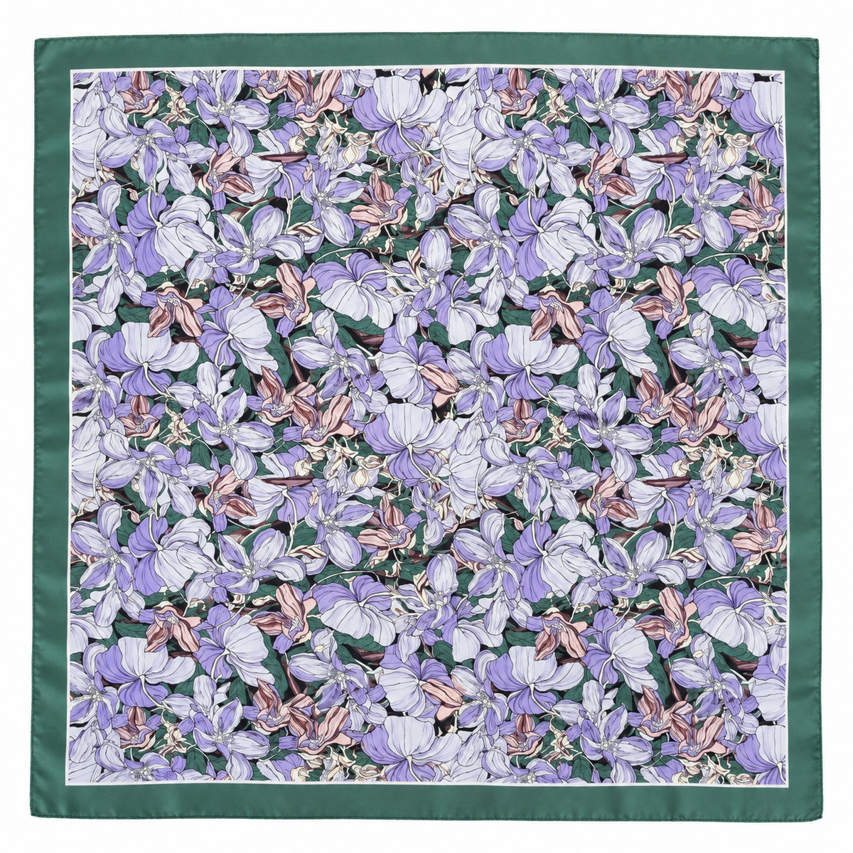 Foulard Carré Floral Violet Vert - ModeAccess