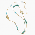 Sautoir Corail Doré Pierres Turquoise Porté - ModeAccess