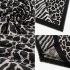 Foulard Carré Imprimé Safari Floral Frangé Kaki Détail - ModeAccess