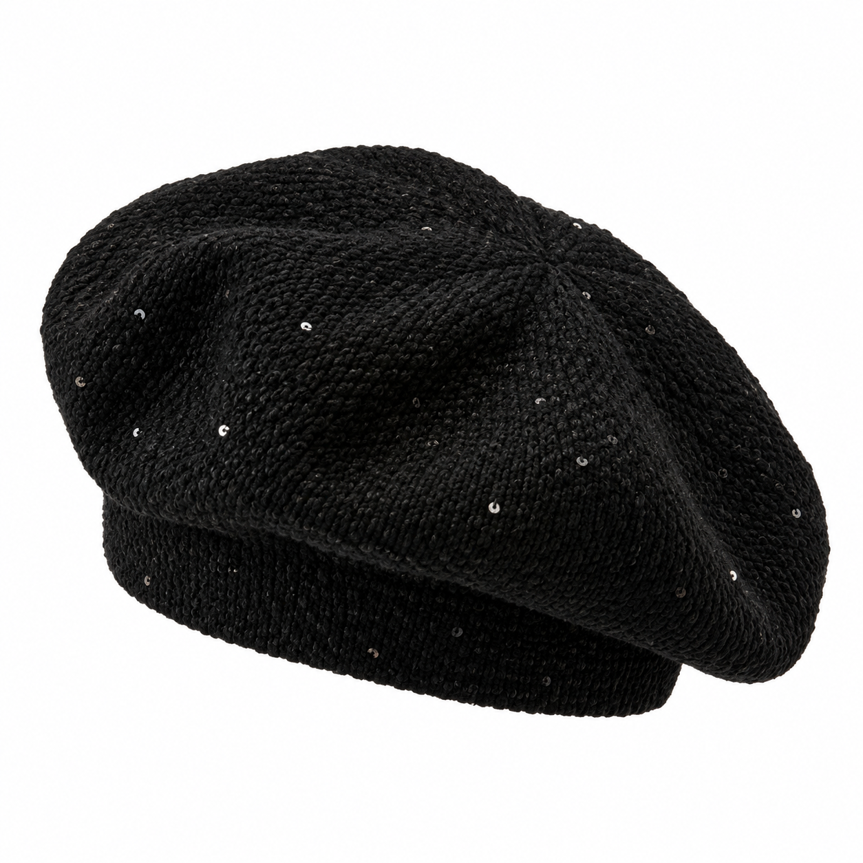 Béret Tricoté Sequins Noir - ModeAccess