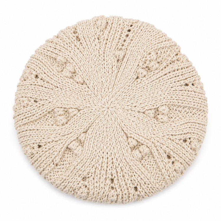 Béret Tricoté Pompons Coton