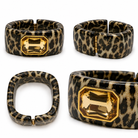 Bracelet Jonc Large Léopard Résine Strass Doré Détail - ModeAccess
