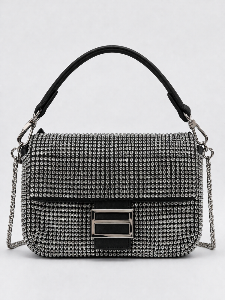 Sac Baguette Strass Double Poignée
