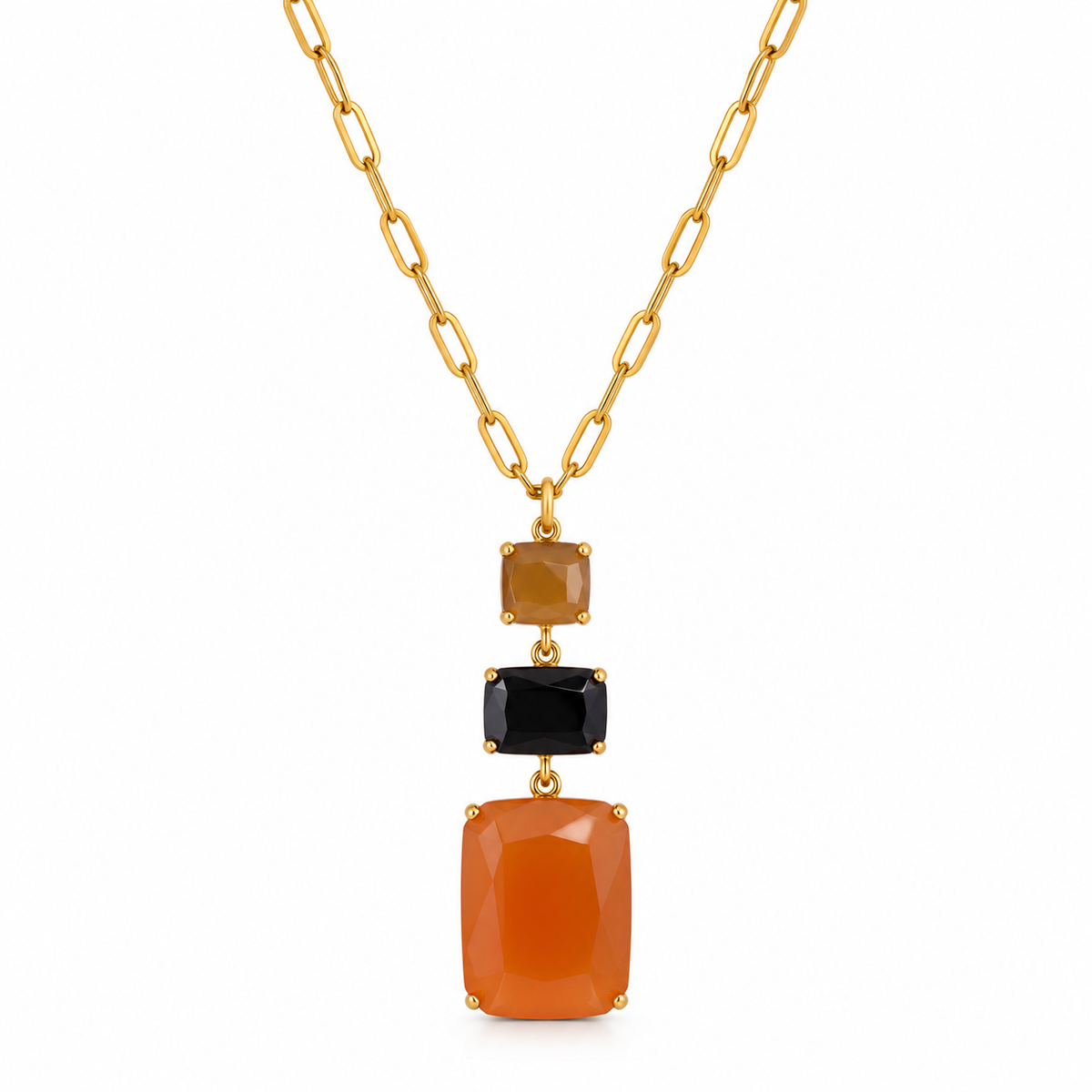 Collier Pendentif Triple Rectangle Facetté - ModeAccess