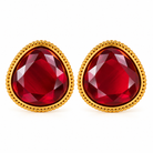Boucles d’Oreilles Clip Verre Facetté - ModeAccess - Rouge