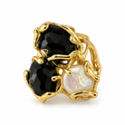 Bague Cluster Onyx Perle Baroque Dorée - ModeAccess