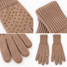 Gants Tricot Strass Dorés Taupe Porté - ModeAccess