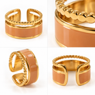 Bague Double Anneau Émail Saumon Doré - ModeAccess