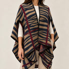 Poncho Réversible Rayures Zébrées Détails Matière - ModeAccess