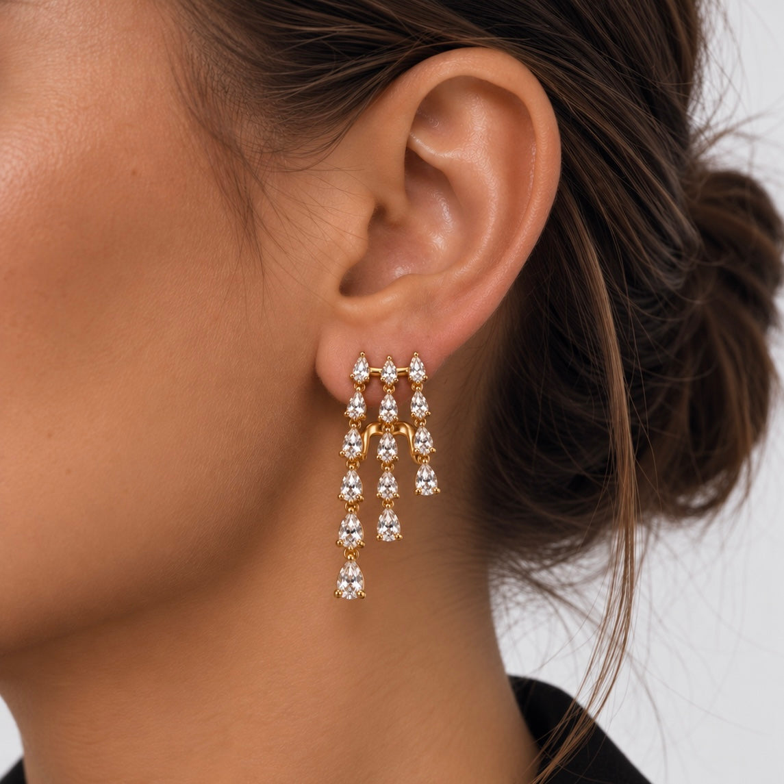 Boucles d'Oreilles Cascade Zircons Argentées - ModeAccess