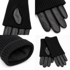 Gants Cuir Manchette Tricotée Noirs Détail - ModeAccess