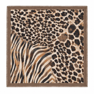 Foulard Carré Imprimé Safari Floral Frangé Camel Marron - ModeAccess